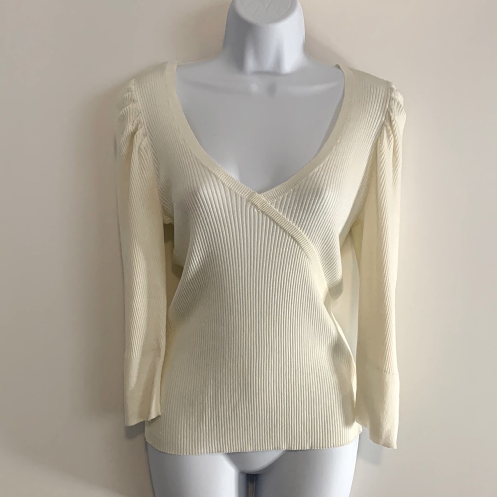 NWT Express Faux Wrap Puff Sleeve Top